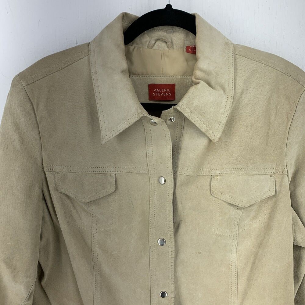 Vtg Valerie Steven’s Womens Large Leather Bomber Jacket 90’s Full Zip Biker Boho - Picture 5 of 11